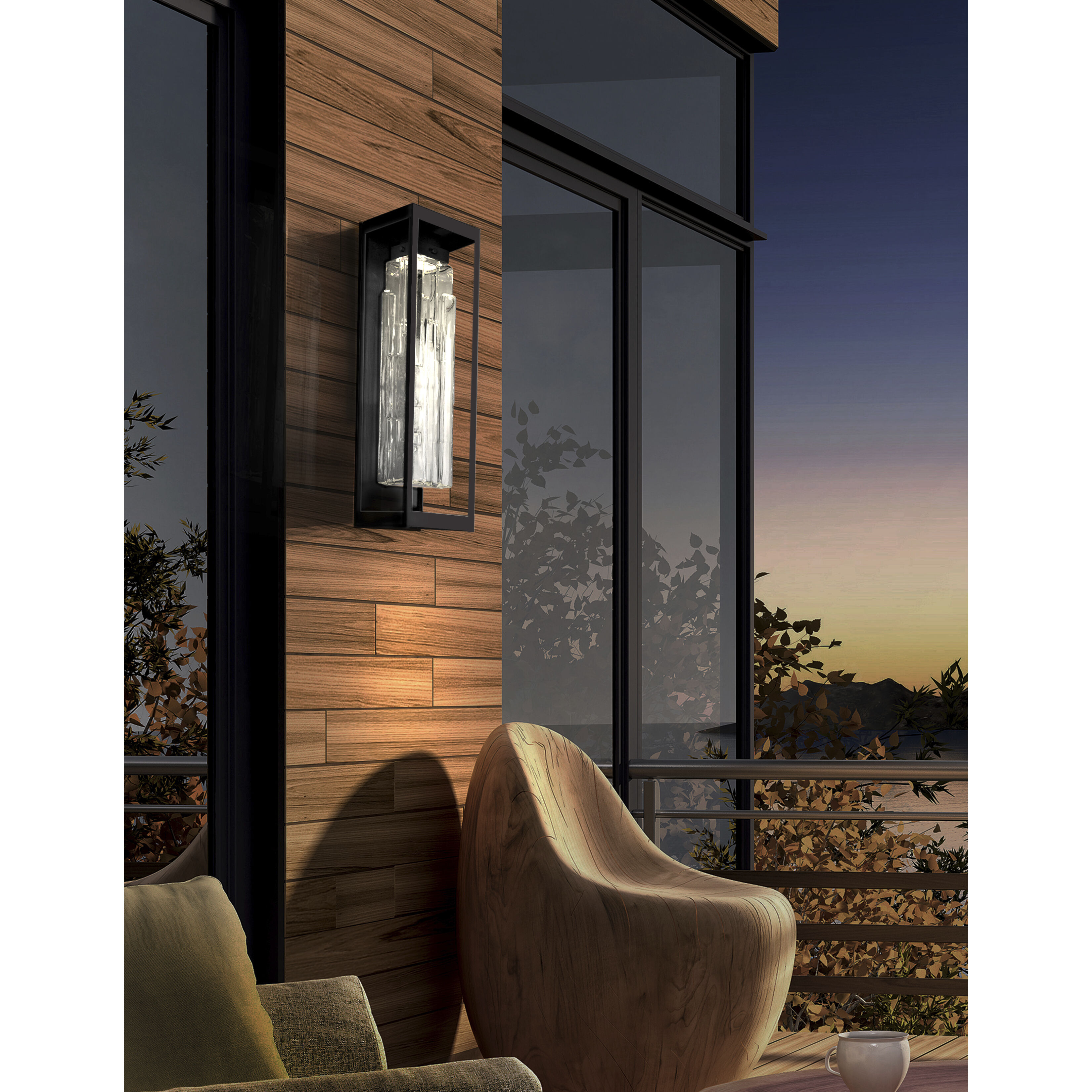 Outdoor Maison LED 26 inch Textured Black Outdoor Sconce in Clear Ledgestone